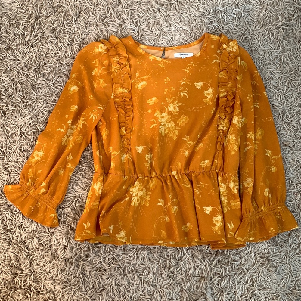 Madewell Ruffle Sleeve Peplum Blouse